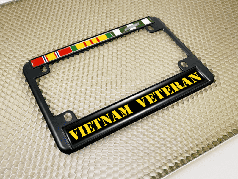 Vietnam Veteran 3 Service Ribbons - Motorcycle Metal License Plate Frame